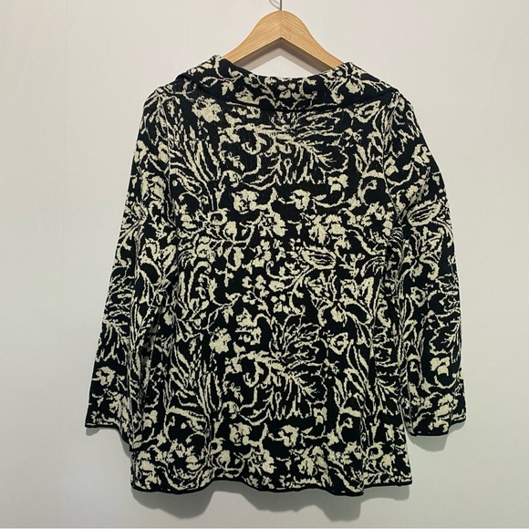 Anthropologie Ett Twa Reversible Sweater Blazer M | Black White Floral Knit - Picture 6 of 10